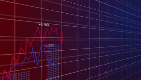 animación de diagramas y procesamiento de datos sobre fondo azul