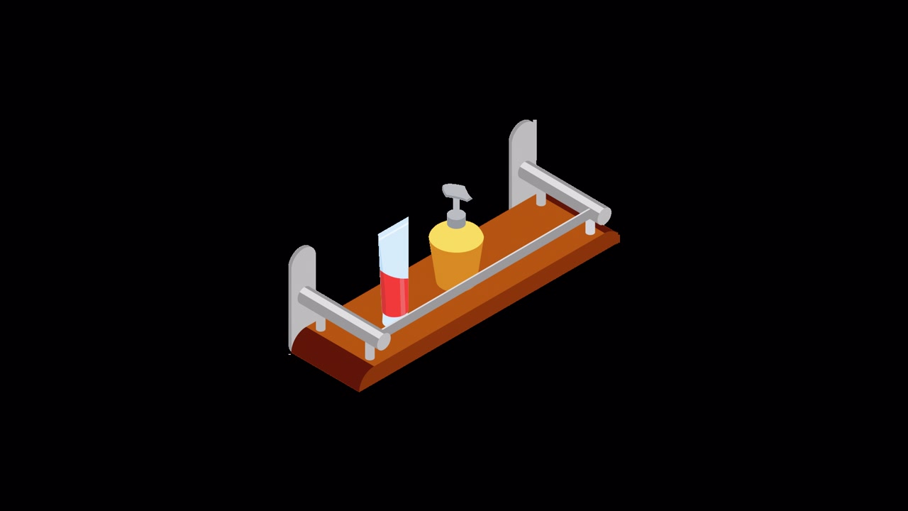 Isometric Animation of a Bathroom Shelf with Toiletries