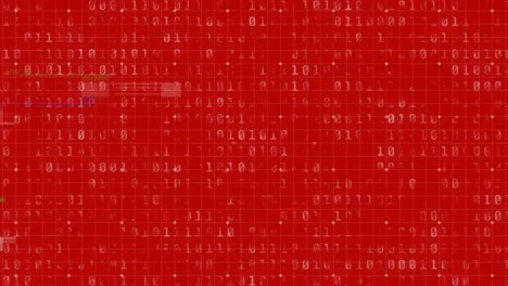 animación de interferencia y codificación binaria en fondo rojo
