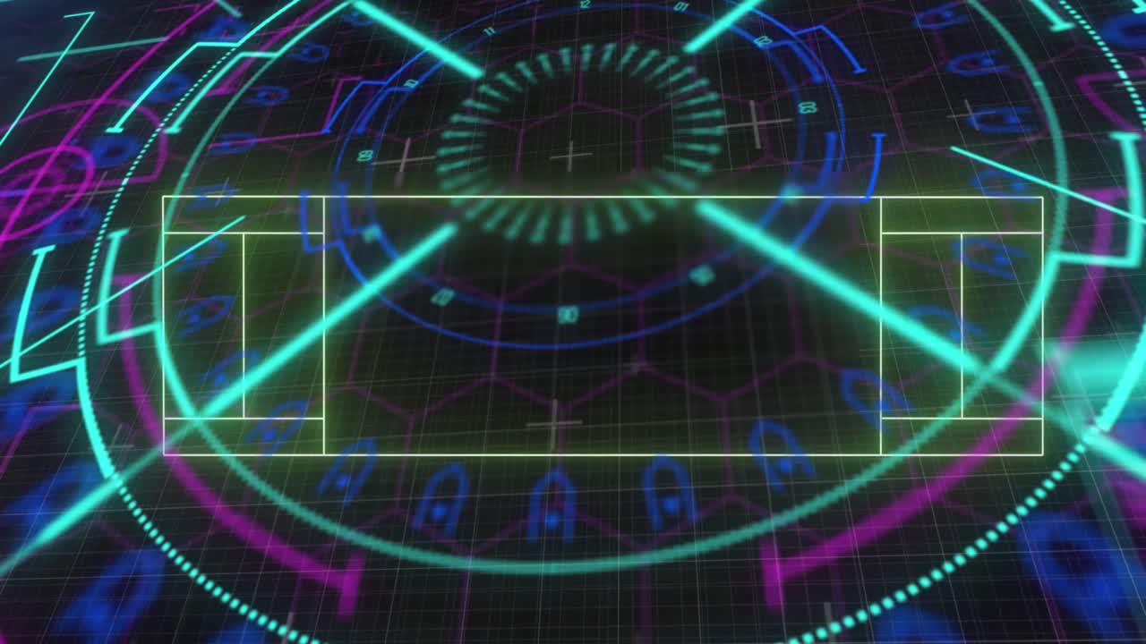 Animation of scope scanning and data processing over blue background ...