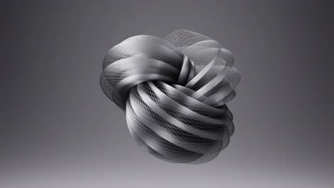 abstract metallic woven sphere 3d render on grey background