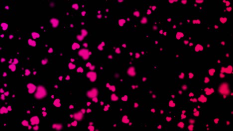 seamless looping animation of falling red and purple hearts over black background