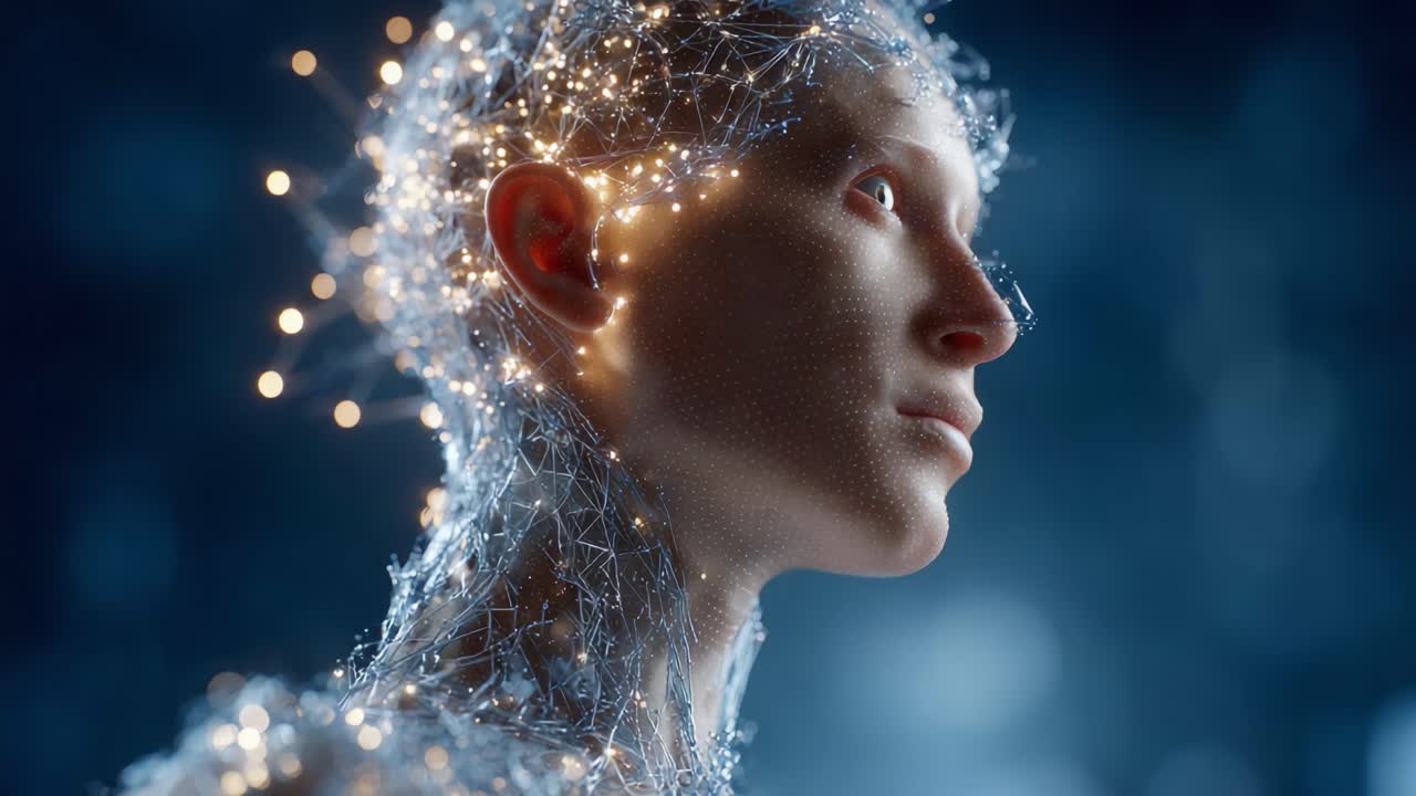 A Futuristic Portrait of a Digital Being: Exploring the Intersection of Technology and Humanity in a Captivating Representation of Artificial Intelligence and Digital Artistry