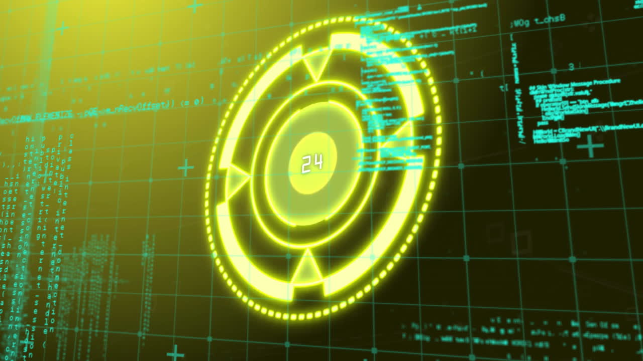 animación del procesamiento de datos y el escaneo del alcance sobre fondo negro