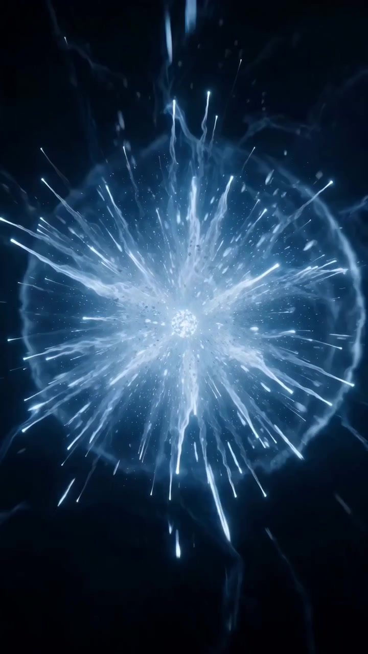 Sequenza energetica in time-lapse che mostra una sfera di plasma incandescente che si attiva all'inizio, si intensifica ed erutta a metà sequenza, quindi si dissolve alla fine.