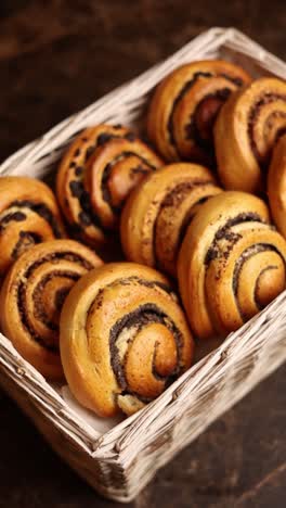 assorted sweet rolls in a basket