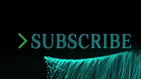 animation of neon subscribe text over explosion of green light trails