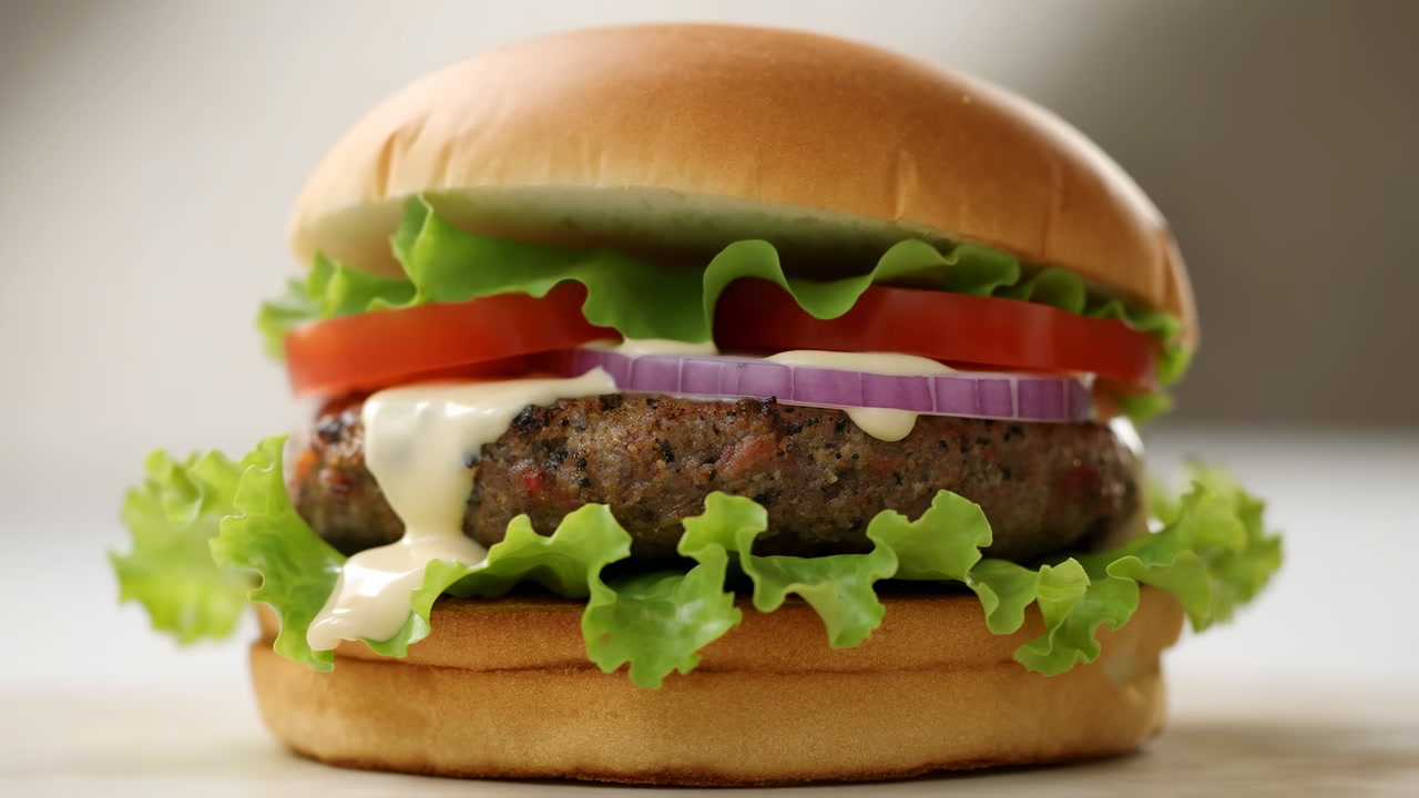 Close-up of a Classic Hamburger with Fresh Ingredients