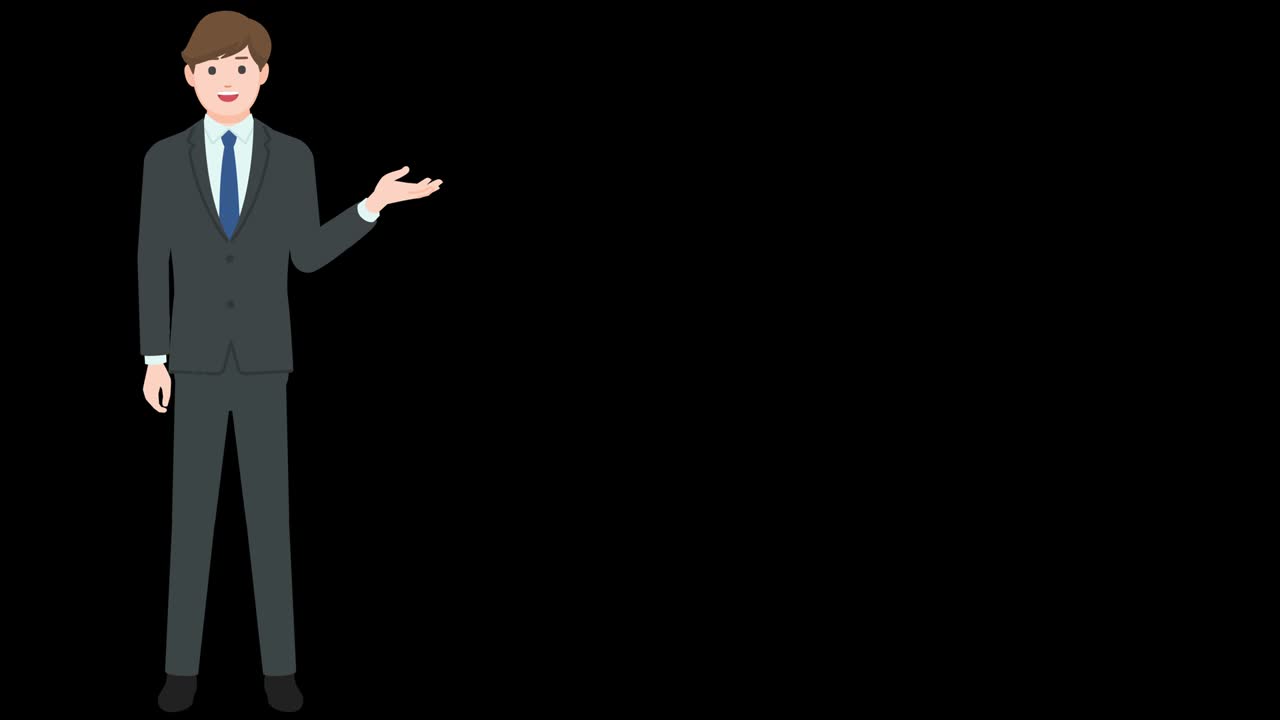 Talking businessman showing gesture isolated with alpha channel