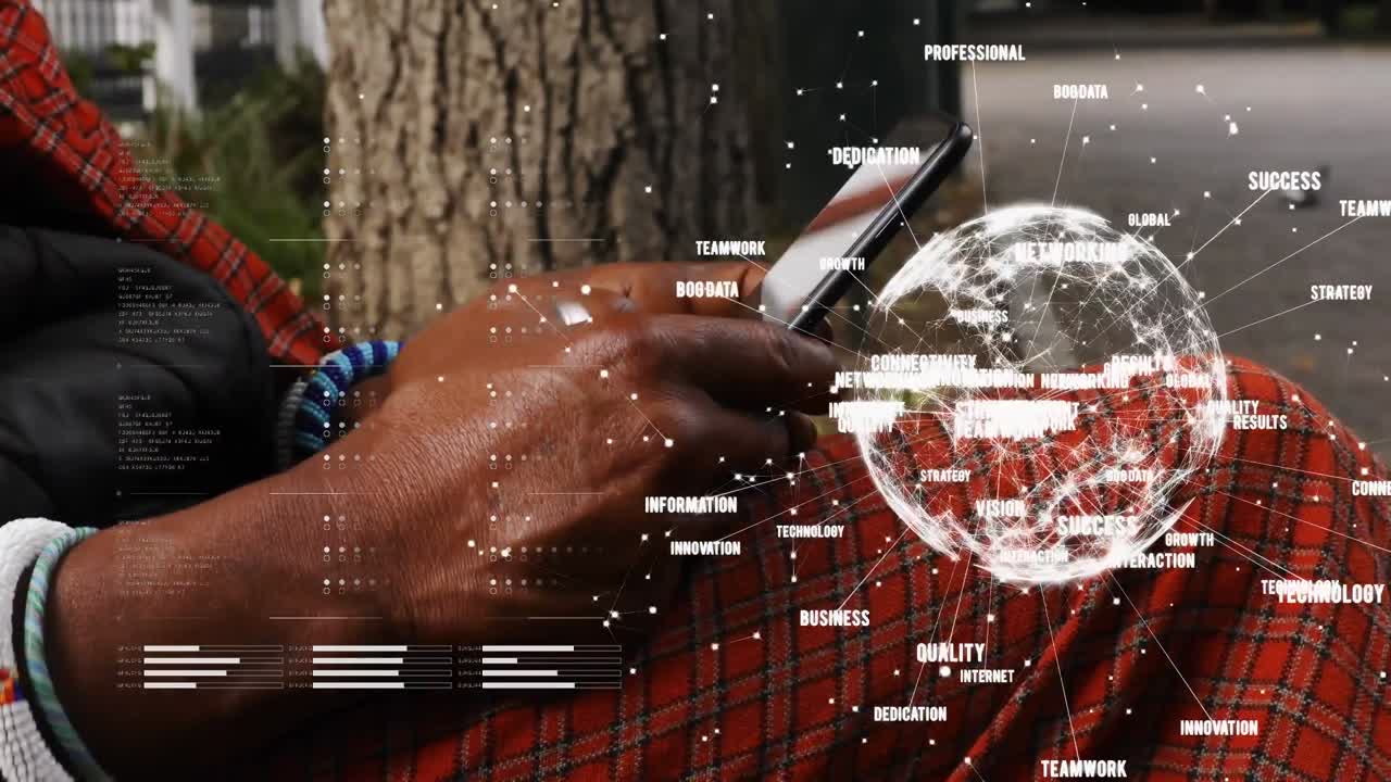 데이터 및 연결 네트워크와 함께 회전하는 지구