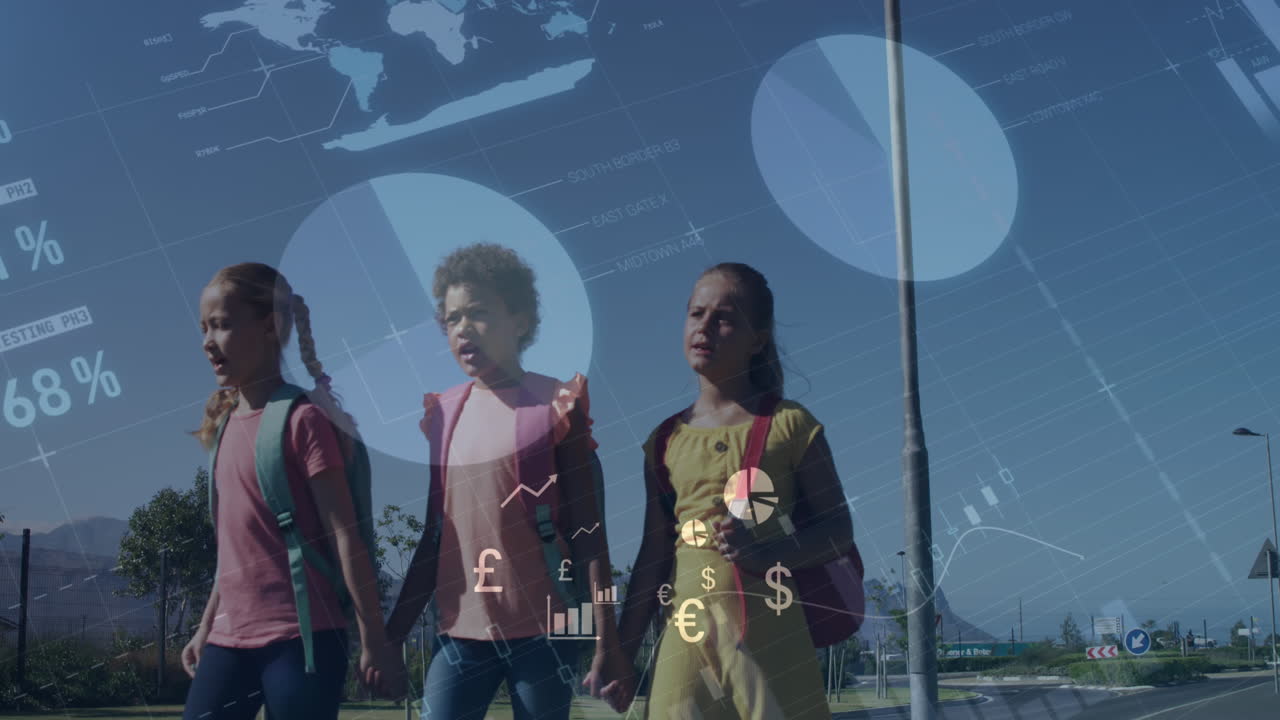 Animation of financial data processing over diverse school children