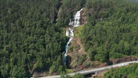 aerial view of the svandalsfossen waterfall