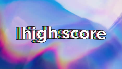 animation of high score text over neon pattern background