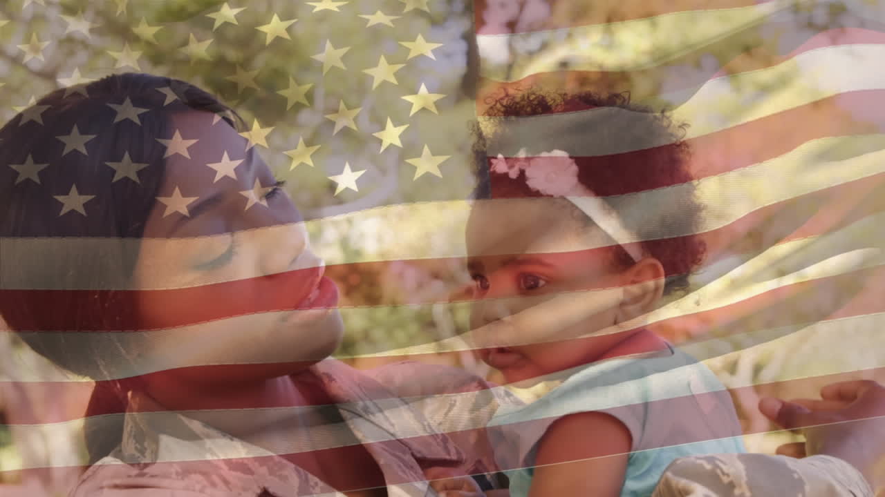 soldado estadounidense cargando a su hija