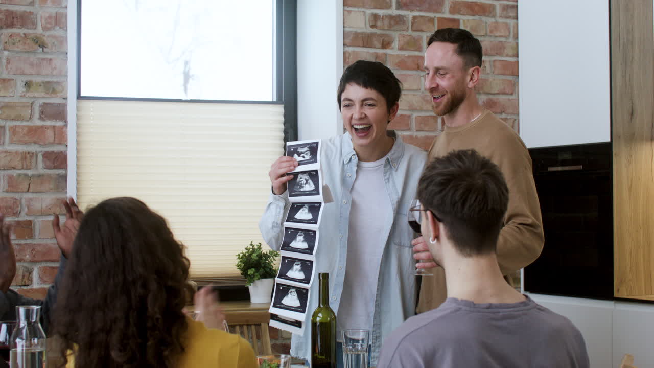 Couple announcing pregnancy