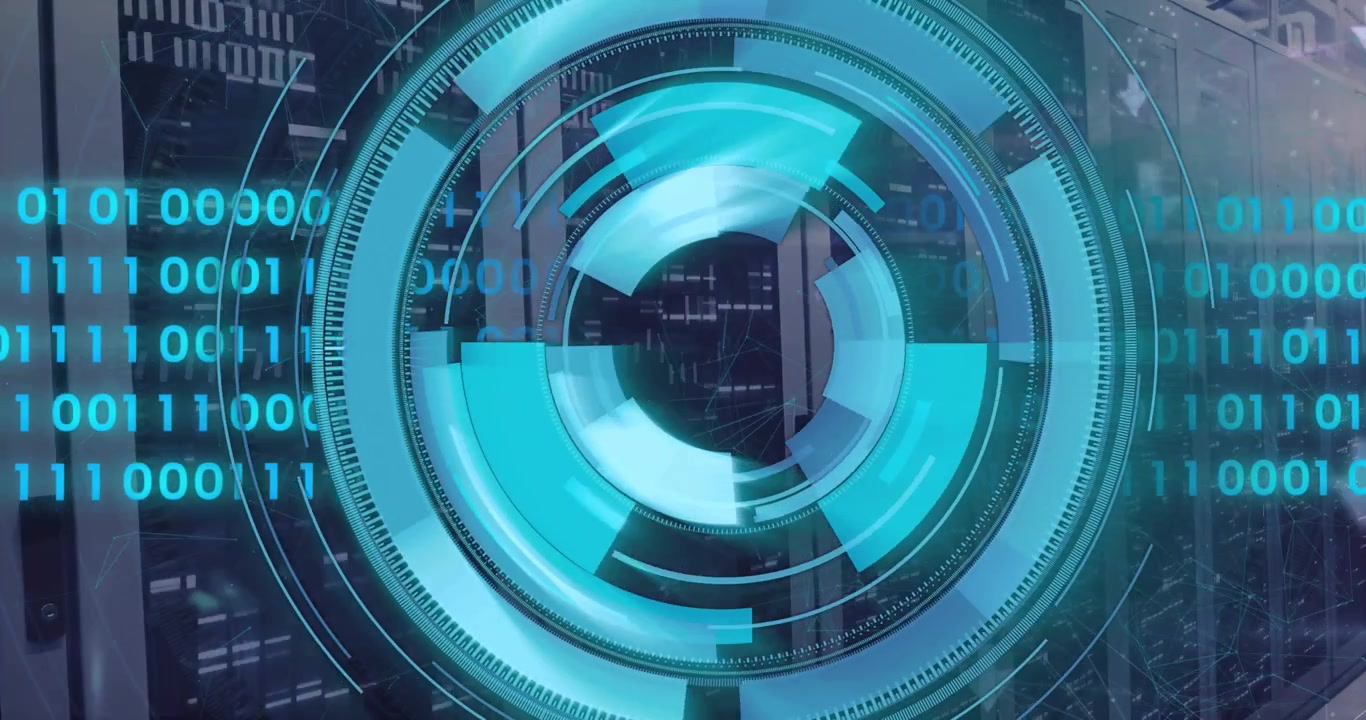 Animation of scope scanning and data processing over server room