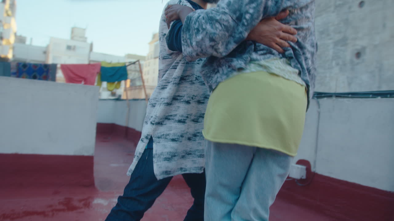 Romantic Partners Performing Rooftop Tango Dance