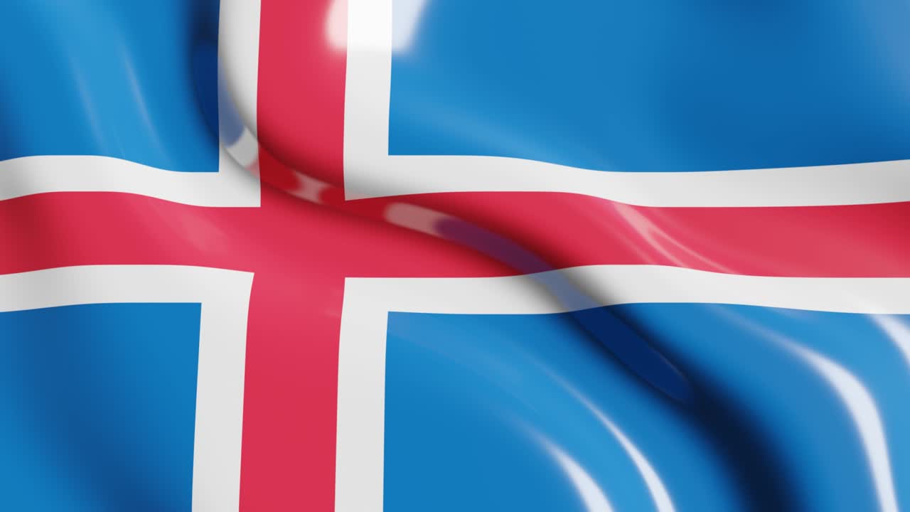 아이슬란드의 발을 흔드는 3d 렌더링 국가 발 역동적인 배경 4k 현실적인 원활한 루프 애니메이션 비디오 클립