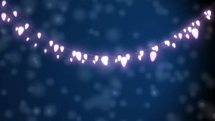 Animation of christmas lights over navy background