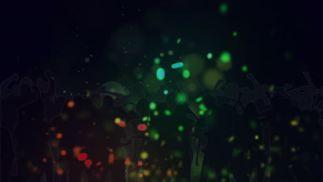 animación de puntos coloridos de luz sobre la multitud bailando
