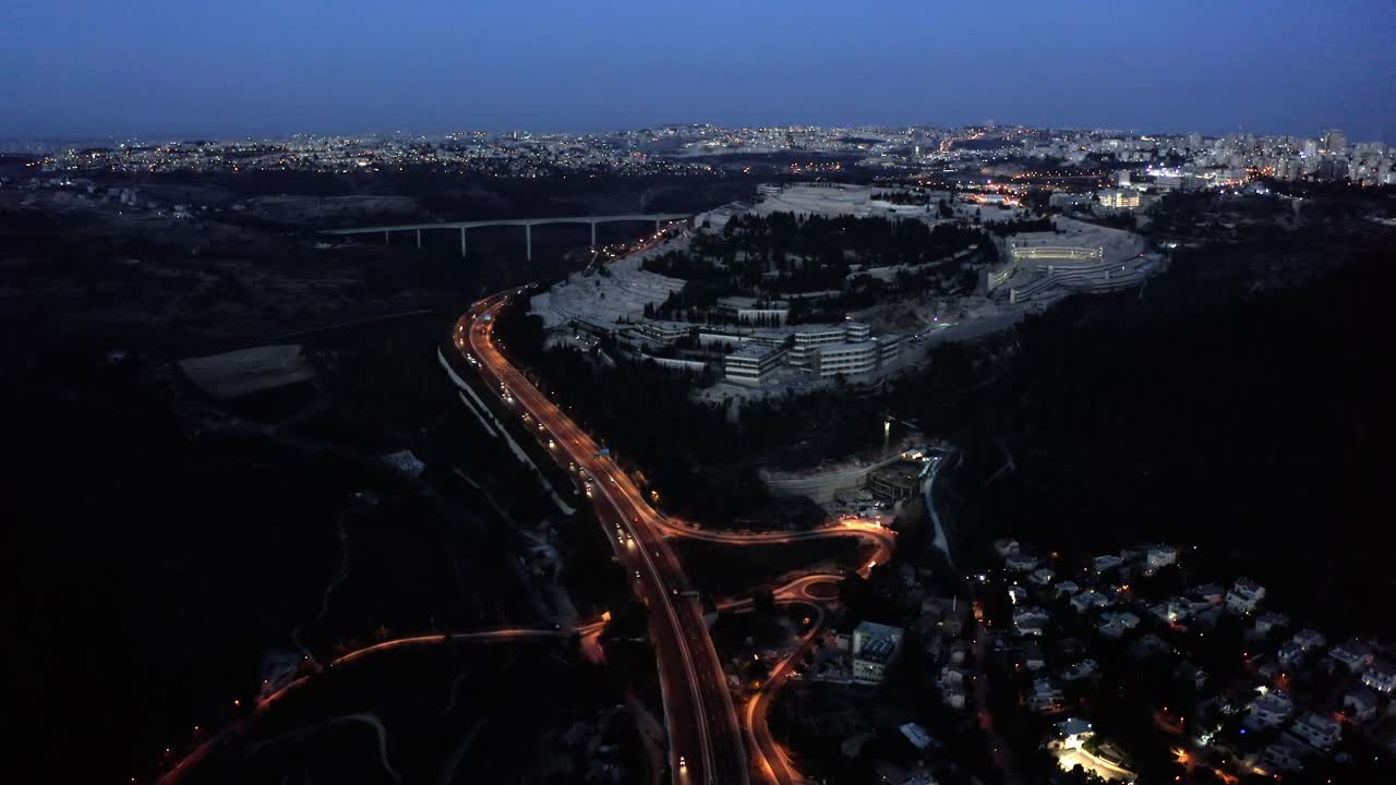 vista aérea de jerusalén por la noche