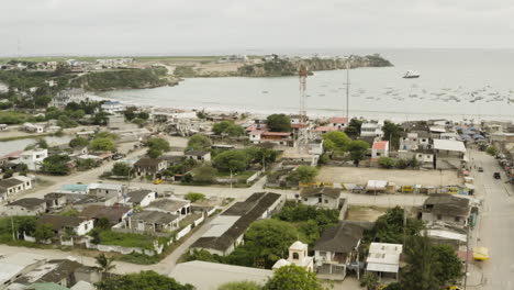 panoramic shot with drone of ayangue town in ecuador