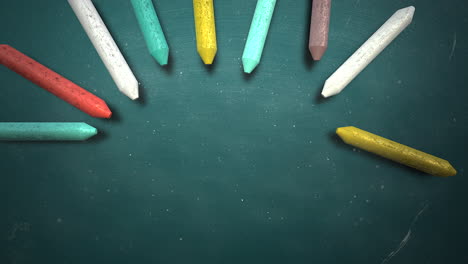 closeup colorful chalk on blackboard school background 3