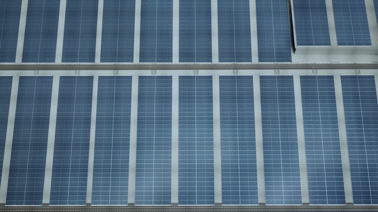 Large Solar Panel Array on a Roof