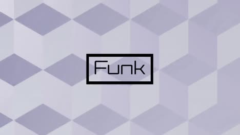 animation of funk text and moving white squares