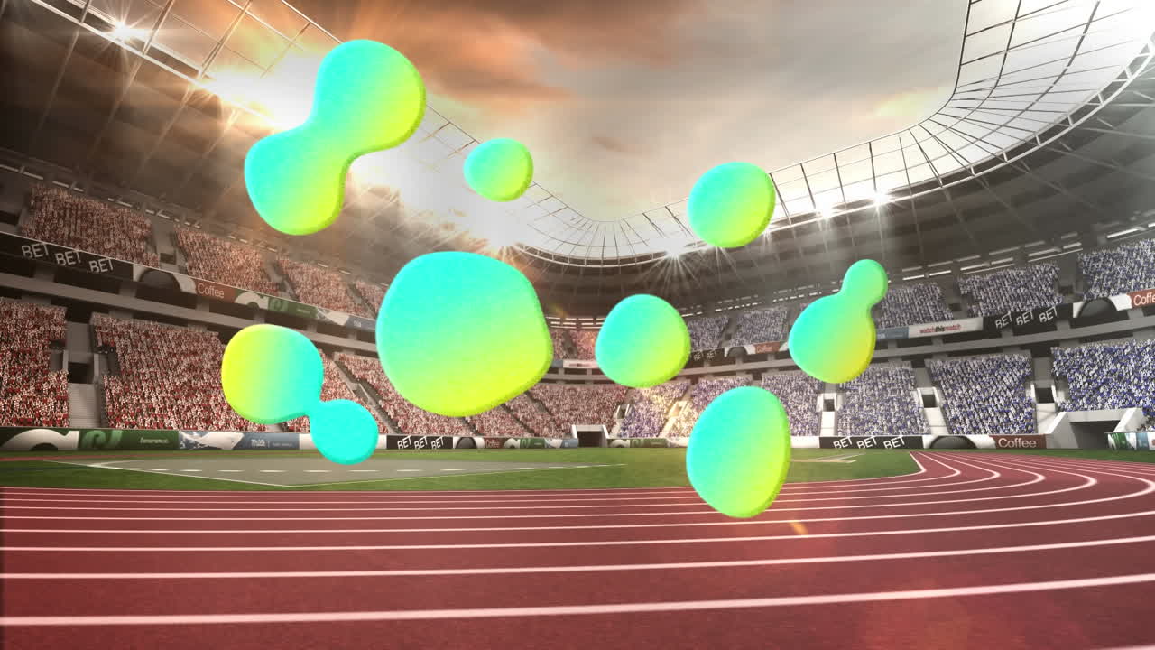 animación de la red de conexiones sobre el estadio deportivo