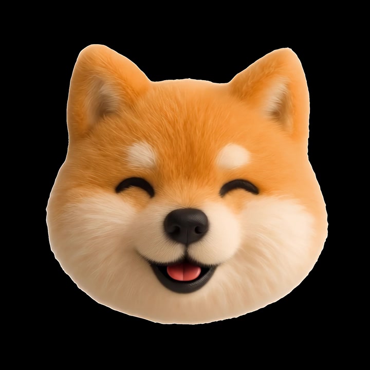 Animert Shiba Inu-hundehode som smiler og peser