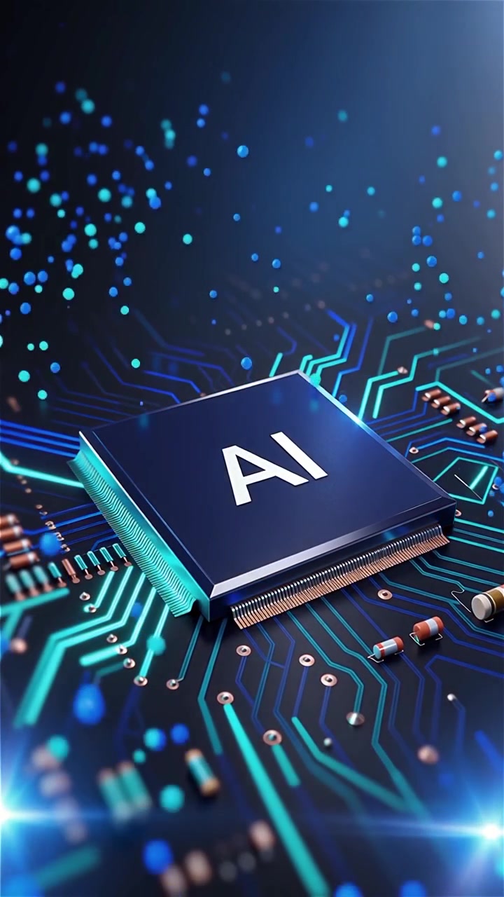 Futuristic AI Chip Motherboard Technology Background