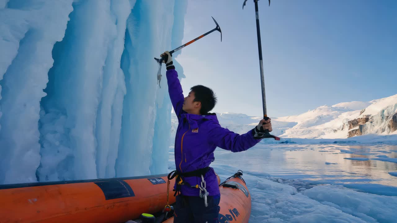 Explorer Ice Climbing in Antarctica