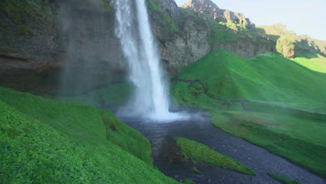 waterfalls in iceland filmed during summer 2019. this is the famous seljalandsfoss waterfalls in southern iceland.