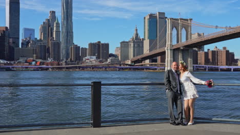 manhattan skyline and brooklyn bridge