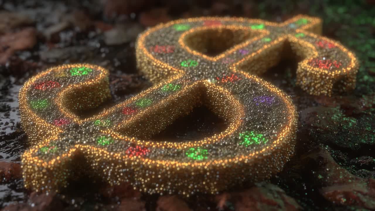 A Glittering Representation of Wealth: A Close-Up of a Sparkling Dollar Sign Surrounded by a Rich Textured Environment