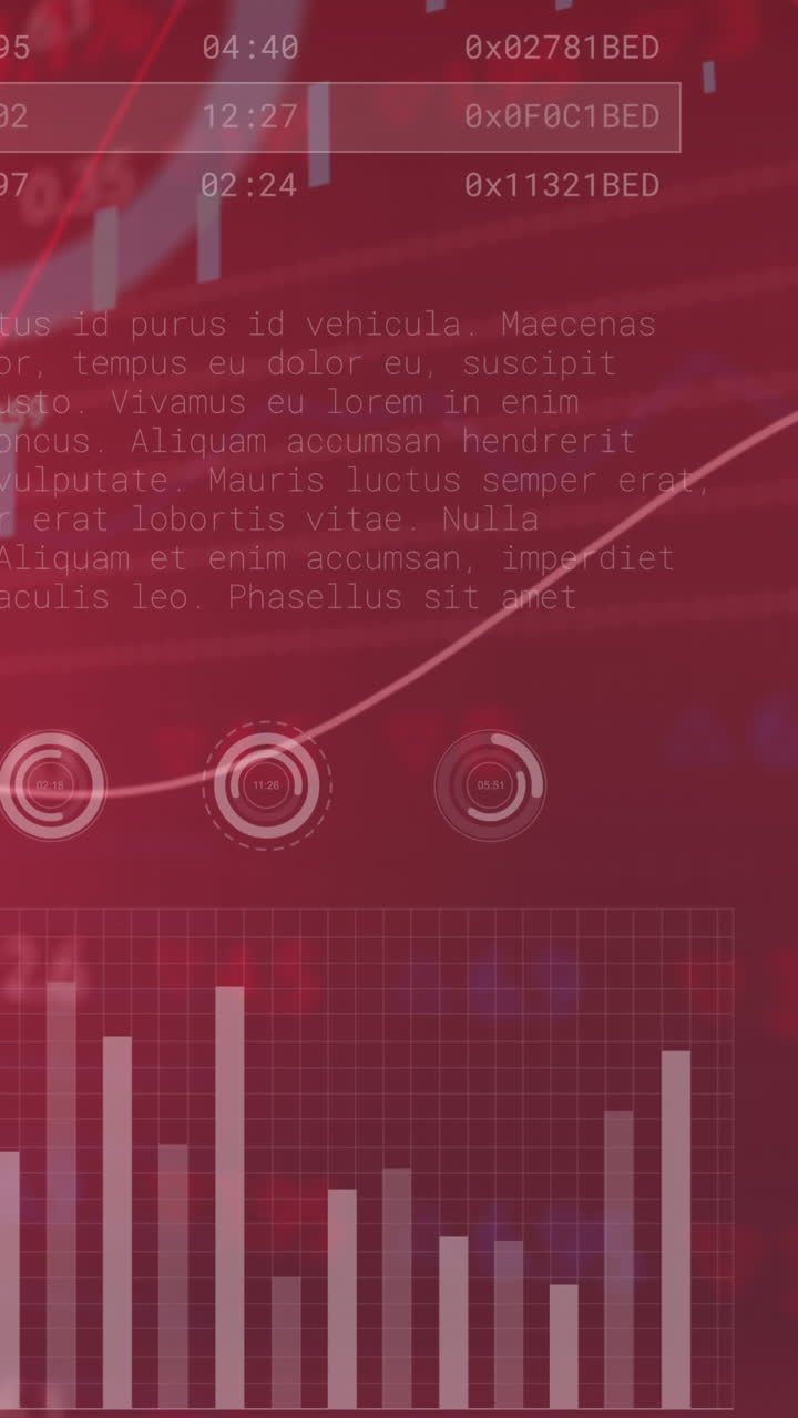 Animation of financial data and graphs over flag of china