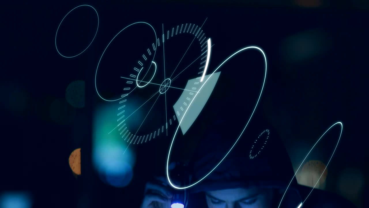 해커와 5g는 미래의 서클 4k의 한가운데에 쓰여져 있습니다.