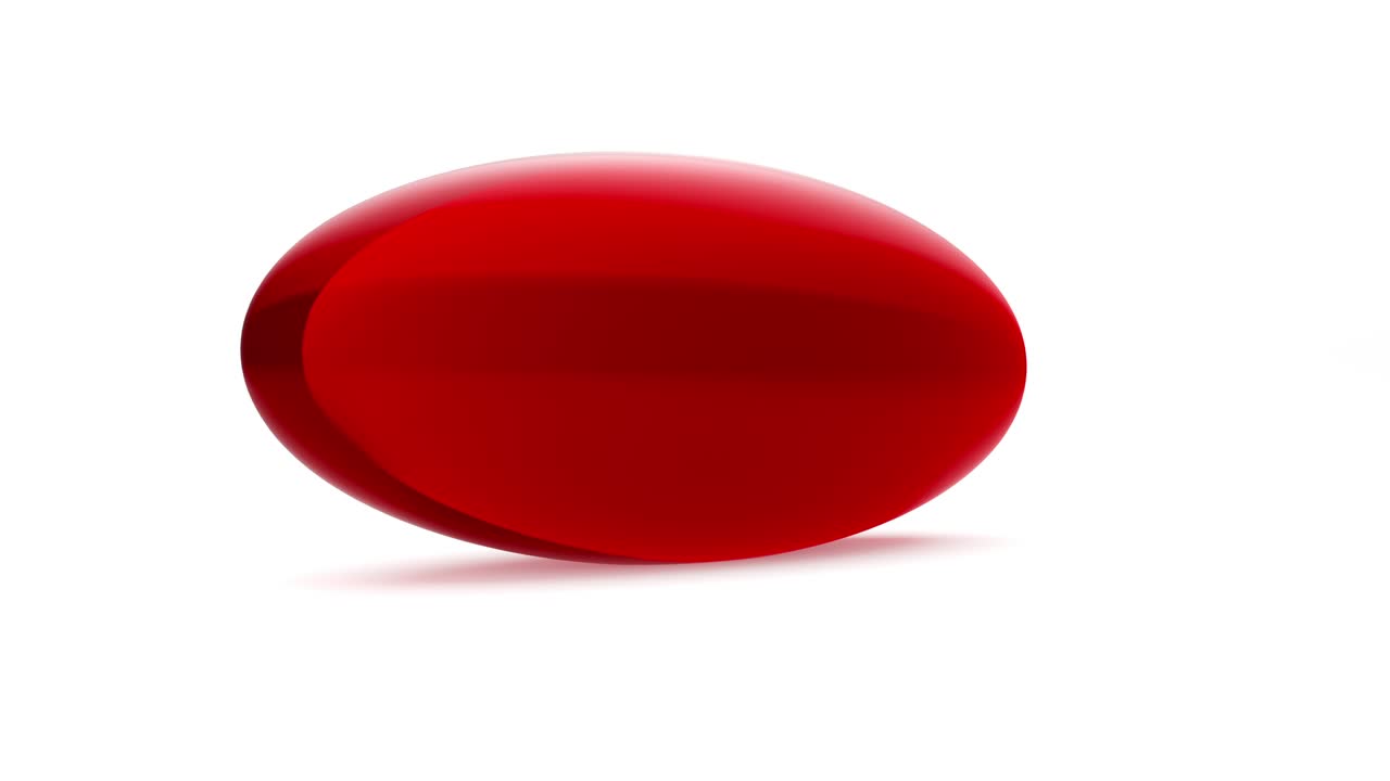 píldora de cápsula de gel roja renderizada en 3d giratoria sobre un bucle de fondo blanco