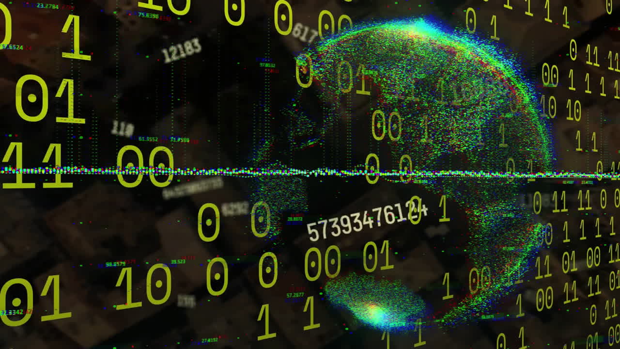 animación del globo y codificación binaria