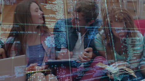 animación del procesamiento de datos en diversos estudiantes