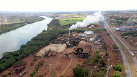 aerial view on biofuel, sugarcane and ethanol factory-1