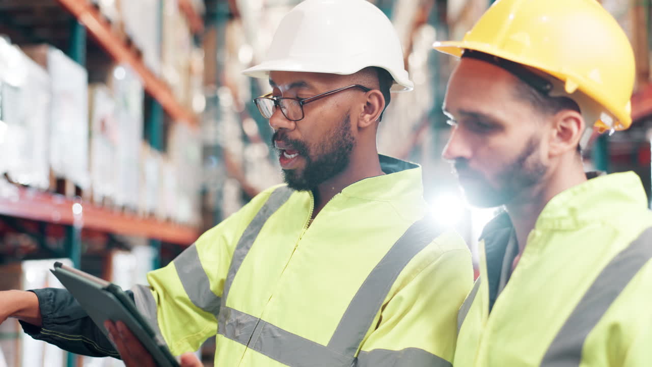 trabajadores del almacén comprobando el inventario