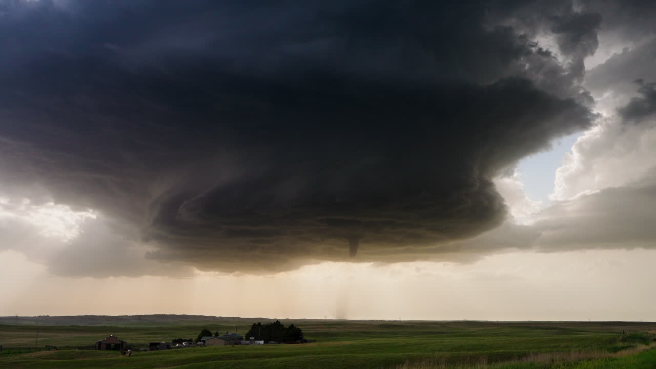 Close Up View of Tornado Touchdown with Rapid Cloud Rotation