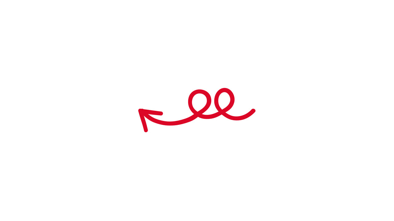 Red Hand-Drawn Wiggling Arrow Animation on White Background