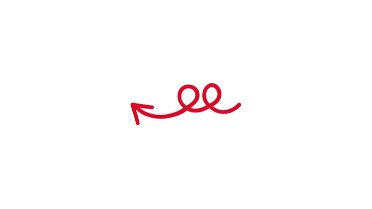 Red Hand-Drawn Wiggling Arrow Animation on White Background