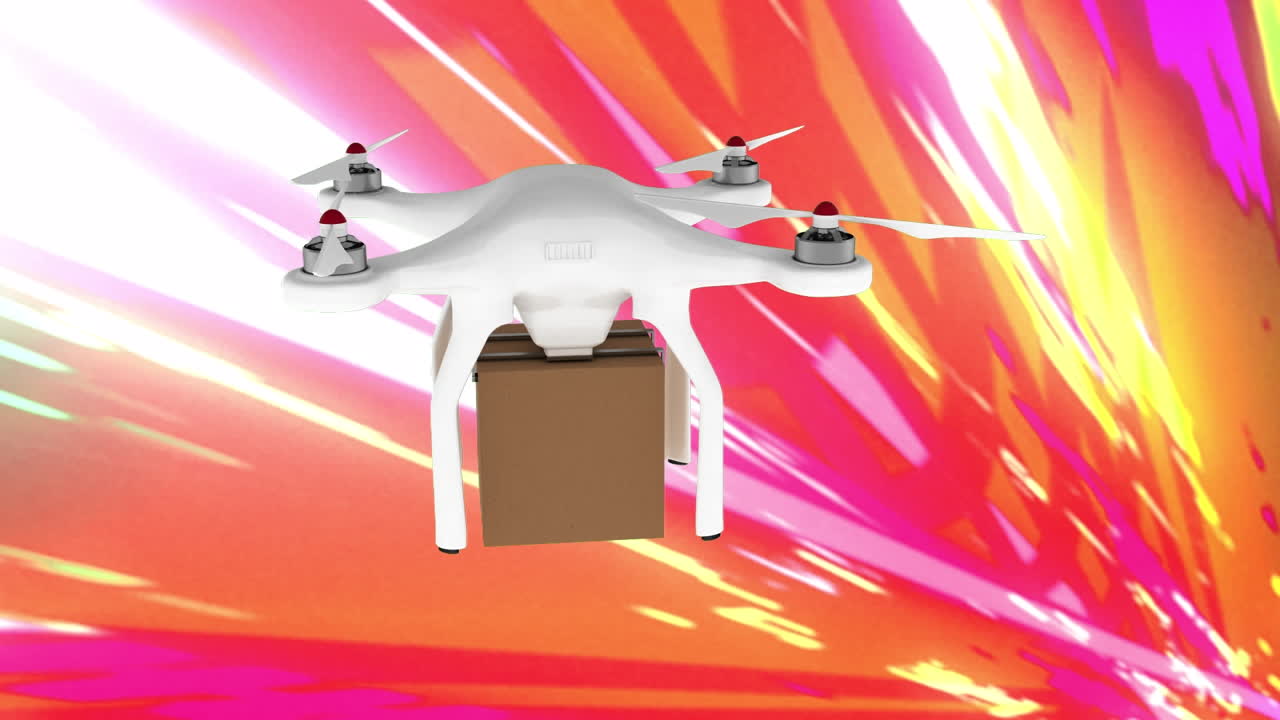 다채로운 배경 위에 도른 운반 상자의 애니메이션