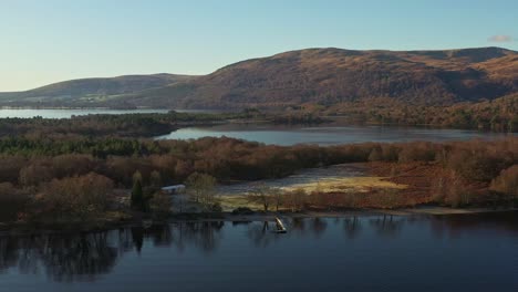 beautiful panoramic views of lake lomond and the trossachs national park from a drone