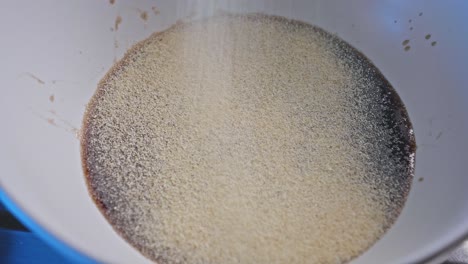 stirring in garlic powder into soy sauce and honey mixture in a bowl