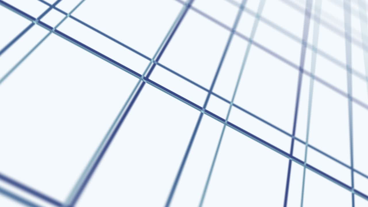 tecnología brillante de líneas de neón azul. concepto de negocio. representación 3d de cuadrados giratorios que se cruzan sobre un fondo blanco. animación de bucle.